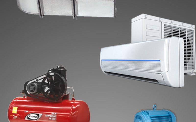 Compresor de aire, equipo de aire acondicionado, ducto y motor eléctrico